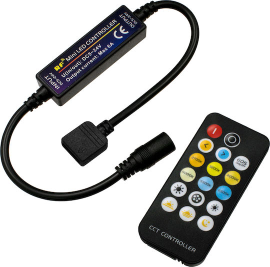 GloboStar Ασύρματο Controller για Ρυθμιζόμενο Λευκό RF με Τηλεχειριστήριο 2.4Ghz 73356