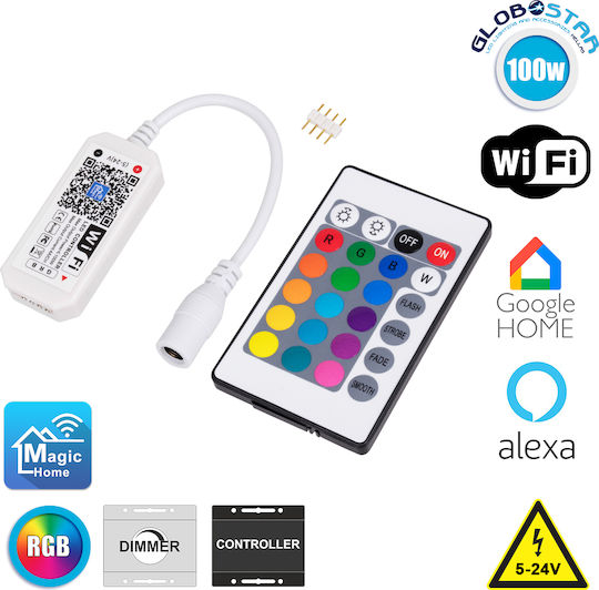 GloboStar Безжичен RGB контролер Wi-Fi с дистанционно управление 73435