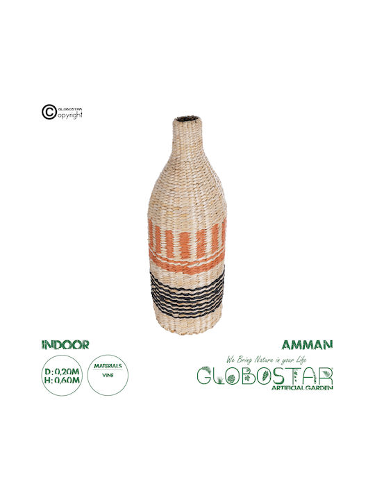 GloboStar Декоративна ваза Ратан Artificial Garden Amman Бежов 20x20см 1бр