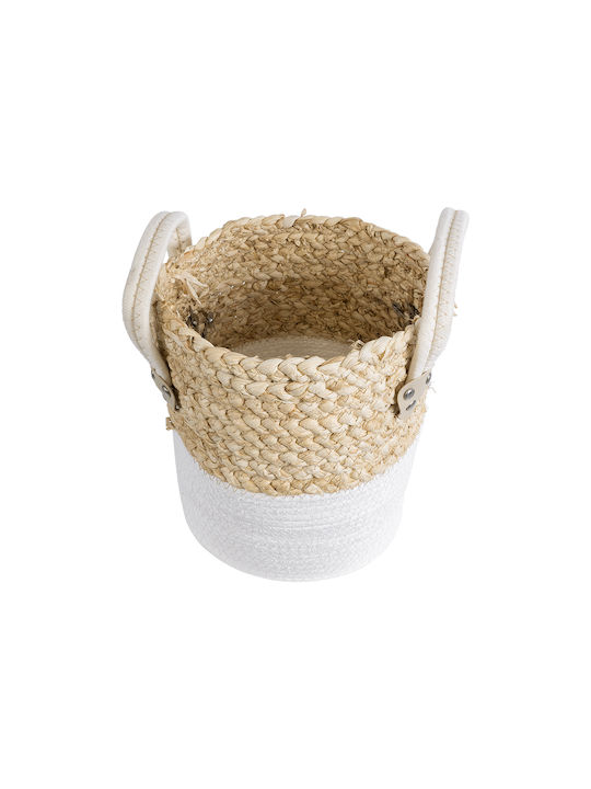 GloboStar Artificial Garden Nevada Planter Rattan Beige with Stand 23x23x23cm.