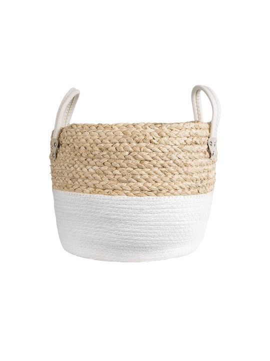 GloboStar Artificial Garden Nevada Planter Rattan Beige with Stand 33x33x28cm.