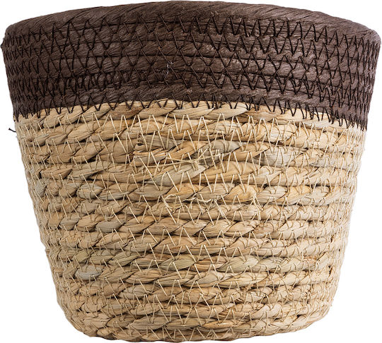 GloboStar Lefkada Planter Rattan Beige with Stand 18x18x15cm.