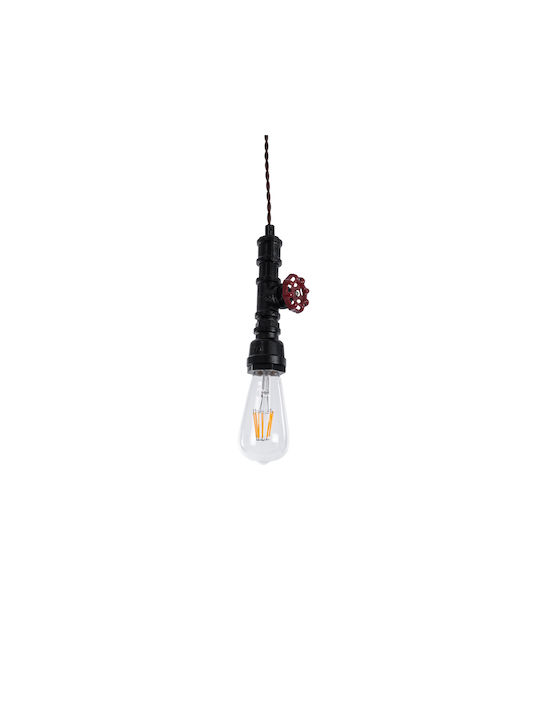 GloboStar Spout Κρεμαστό Φωτιστικό Μαύρο με Ντουί E27 5x7.5x20εκ.