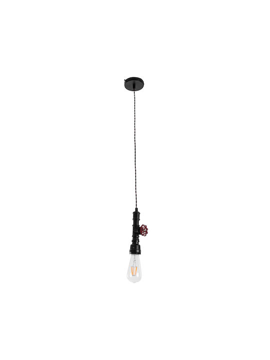 GloboStar Spout Κρεμαστό Φωτιστικό Μαύρο με Ντουί E27 5x7.5x20εκ.