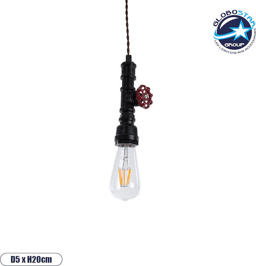 GloboStar Spout Hängelampe Schwarz mit Fassung E27 5x7.5x20cm.