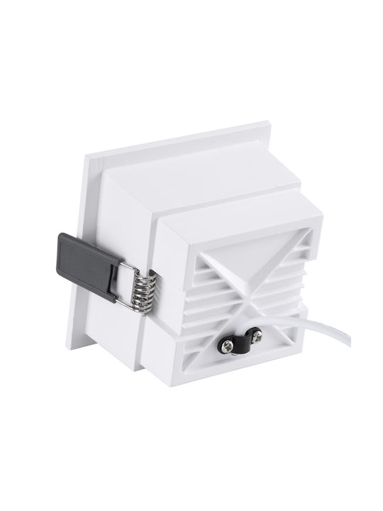 GloboStar Pluto M Pătrat Metalic Spot Încorporat cu LED Integrat și Lumină Alb Natural Alb 8.4x8.4cm. 1buc