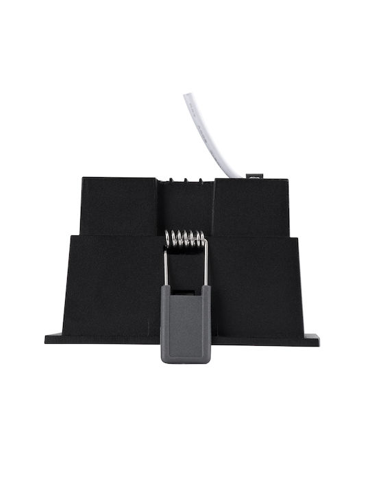 GloboStar Pluto B Square Metallic Recessed Spot with Integrated LED and Warm White Light Black 10.4x10.4cm. 1pcs