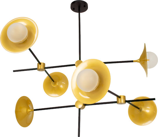 GloboStar Joliet Pendant Light Black Grid for 6 Bulbs G9 93x43x87cm