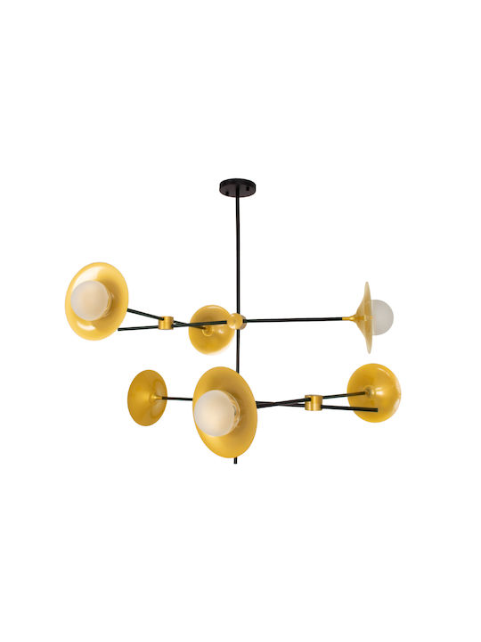 GloboStar Joliet Pendant Light Black Grid for 6 Bulbs G9 93x43x87cm