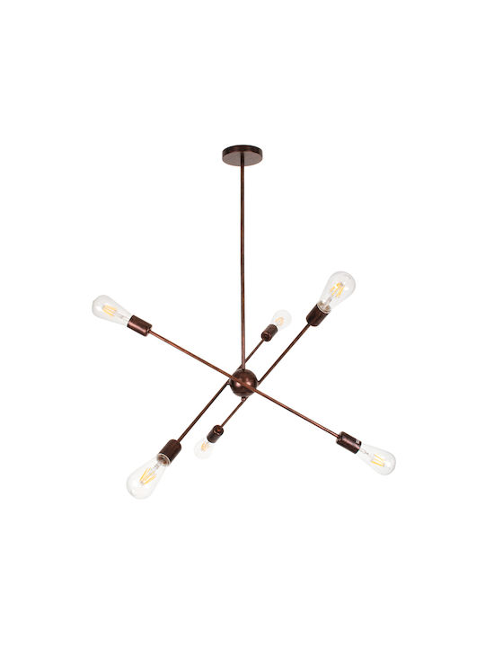 GloboStar Zane Pendant Light Copper Rail for 6 Bulbs E27 71x15x100cm