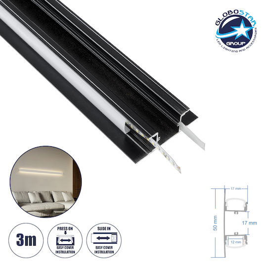 GloboStar Hanging Aluminum Profile for LED Strip with Opal Cover 300cm