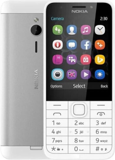 Nokia 230 (2024) Dual SIM Telefon Mobil cu Butoane (Meniu în Limba Engleză) Alb