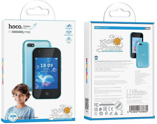 Hoco Y102 Children Phone Single SIM (4GB) Κινητό Μπλε