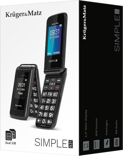 Kruger & Matz Simple 931 4G Dual SIM Mobile with Large Buttons Black