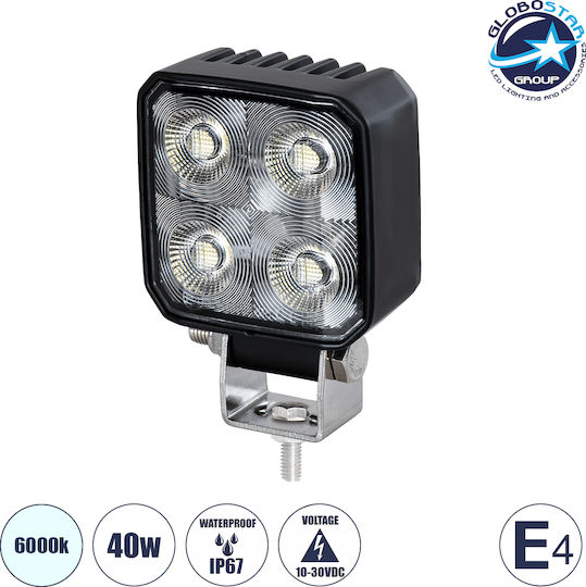 GloboStar Square Waterproof Headlights Car LED Renault Master 12V 40W 7.5cm with White Lighting 20pcs