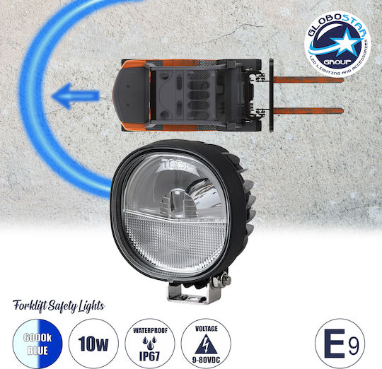 GloboStar Rundς Wasserdicht Scheinwerfer Auto LED 10W 12.5cm mit Blau Beleuchtung 1Stück