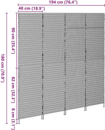 vidaXL Διακοσμητικό Παραβάν Πλαστικό 195x180cm