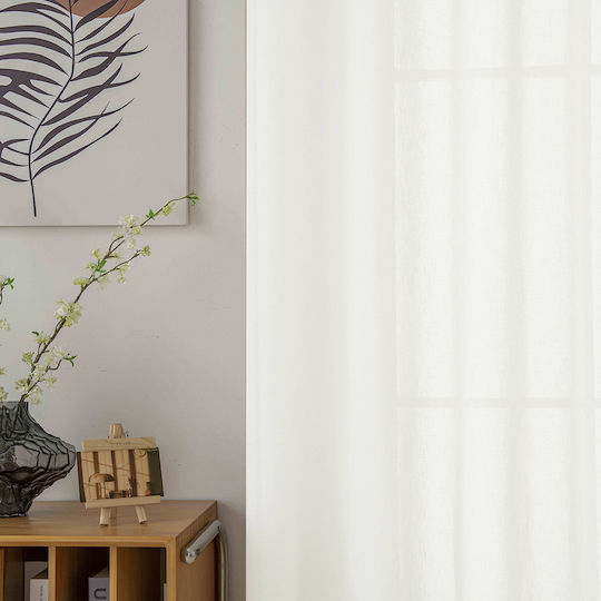 Beauty Home Κουρτίνα με Τρουκς Λευκή 140x270εκ.