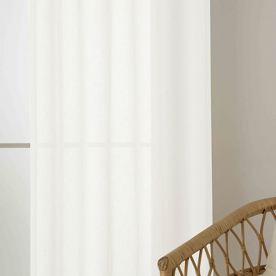 Beauty Home Κουρτίνα με Τρουκς Λευκή 140x270εκ.