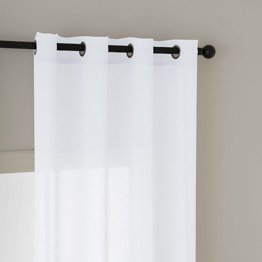 Beauty Home Κουρτίνα με Τρουκς Λευκή 140x270εκ.