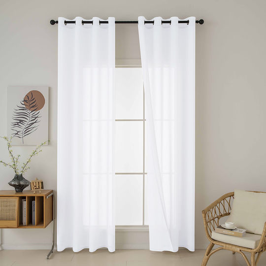 Beauty Home Κουρτίνα με Τρουκς Λευκή 140x270εκ.