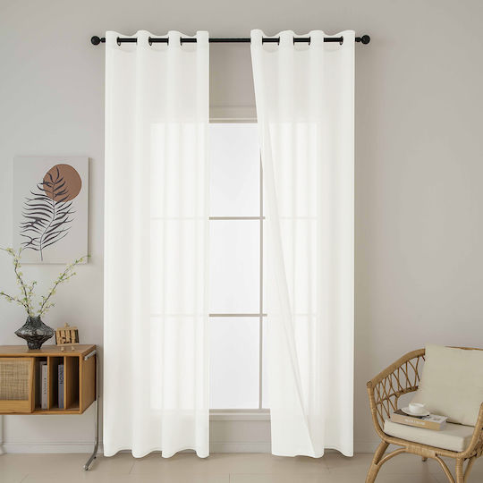Beauty Home Κουρτίνα με Τρουκς Λευκή 140x270εκ.