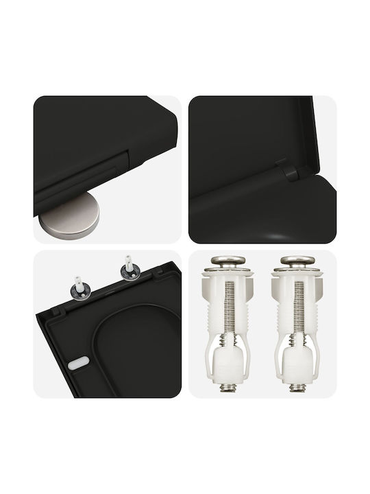 vidaXL Plastic Toilet Seat Black 35cm