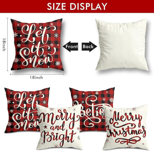 Weihnachtskissenbezüge 45 x 45 cm Rot Weiß Set 4
