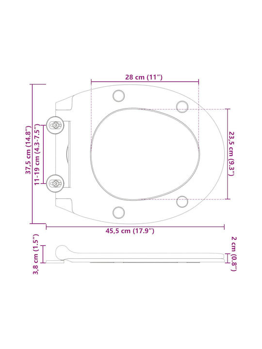 vidaXL Καπάκι Λεκάνης Soft Close Πλαστικό Μαύρο