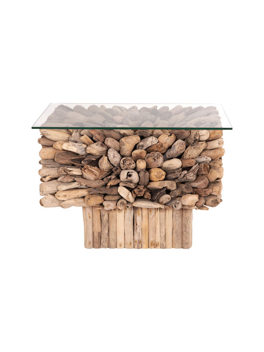 Square Central Coffee Table Sparrow Glass Driftwood Width 75cm Length 75cm Height 51cm