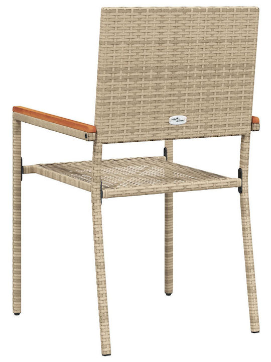Outdoor Chair Rattan Beige with Cushion 2pcs 54x56x90cm