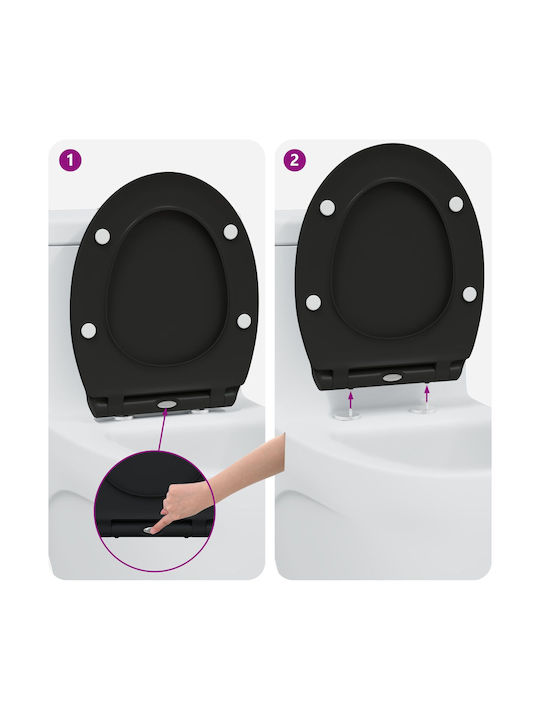 vidaXL Καπάκι Λεκάνης Soft Close Πλαστικό Μαύρο