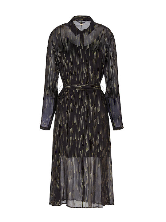 Midi Abend Hemdkleid Schwarz