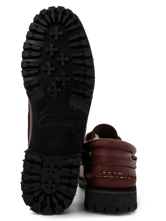 Tractor Men's Leather Boat Shoes Tabac Brown