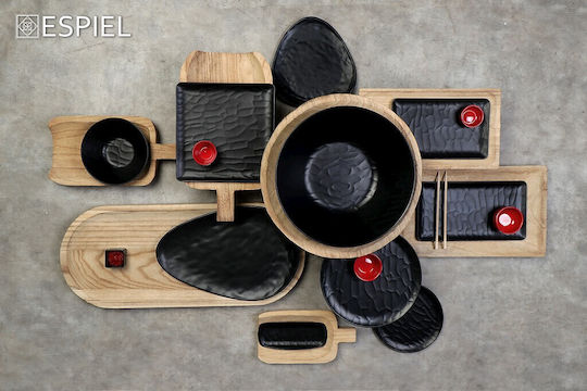 Espiel Wavy Matte Serving Platter Rectangular Black 40.5x16.5cm