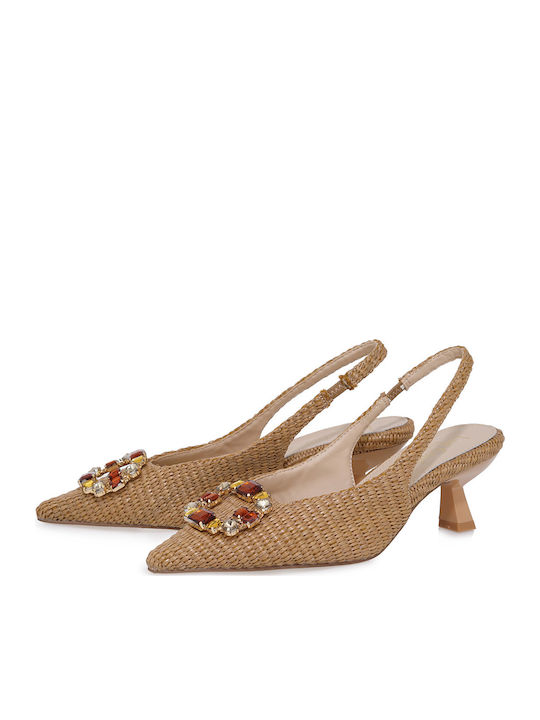 Synthetic Leather Brown Medium Heels