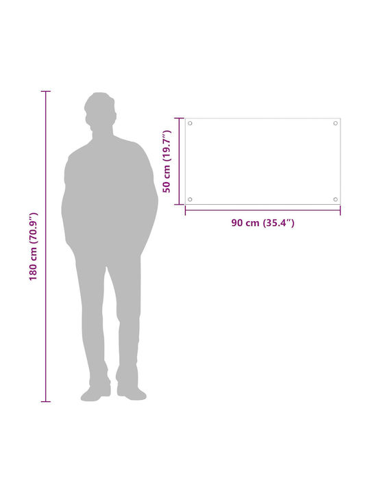 vidaXL Rectangular Glass Back Dark Gray 90x50x0.6cm 42001245