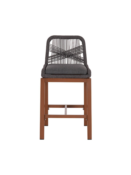 Hocker für Bar Für den Außenbereich aus Aluminium Howard mit Kissen Brown, Dark Grey 1Stück 47.5x55x94.5cm