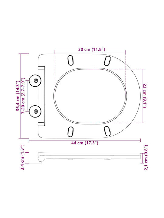 vidaXL Plastic Soft Close Toilet Seat White 36cm 42002369