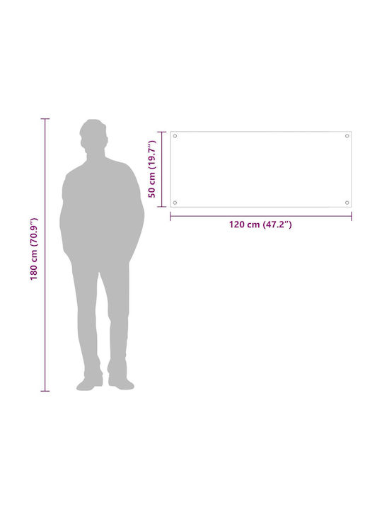 vidaXL Rectangular Back Made of Black Glass 120x50x0.6cm 42001302