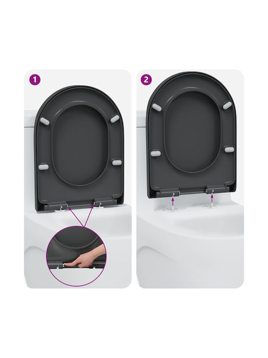 vidaXL Καπάκι Λεκάνης Soft Close Πλαστικό Γκρι
