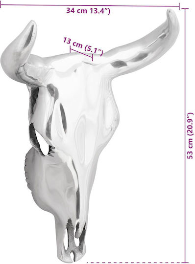 vidaXL Wanddekoration Silber aus Metall 53x13x34cm