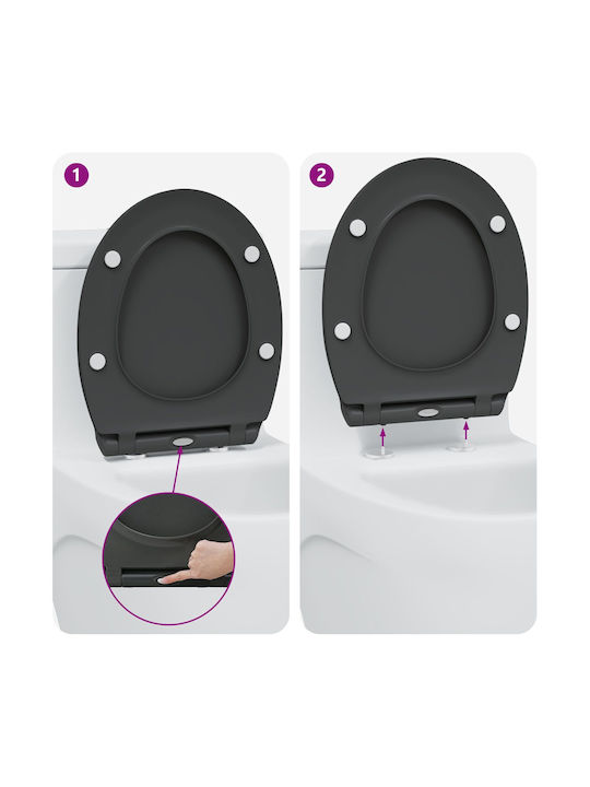 vidaXL Plastic Soft Close Toilet Seat Gray 37.5cm 42002362