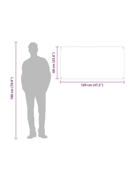 vidaXL Rectangular Glass Back in Light Gray 120x60x0.6cm 42001309