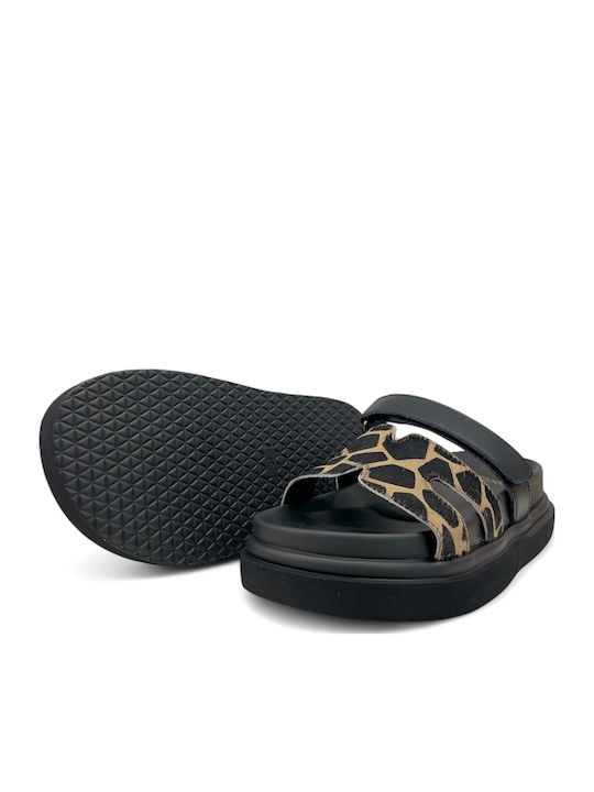 Δερμάτινα Γυναικεία Σανδάλια Flatforms Καφέ
