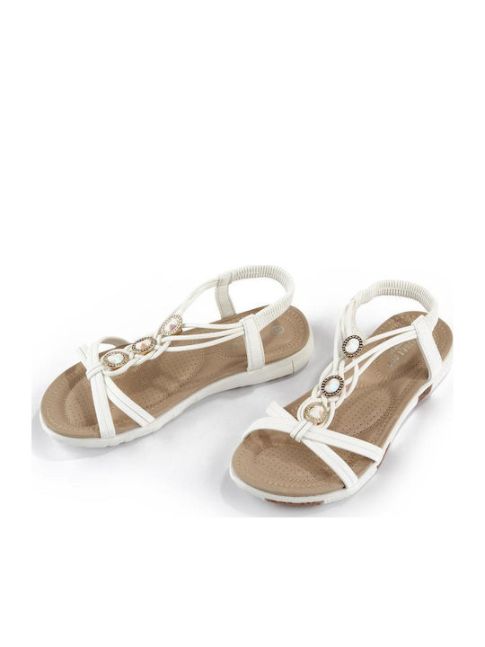 Women's Flat Sandals in White Color