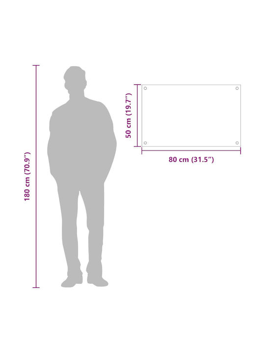 vidaXL Rectangular Glass Back Open Gray 80x50x0.6cm 42001230