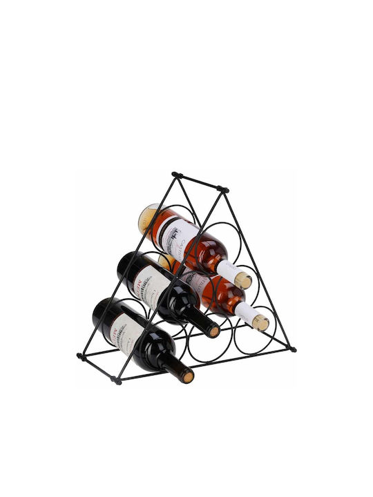 Excellent Houseware Cu picioare Suport pentru Sticle Metal pentru 6 Sticle Neagră 39x18x34.5εκ.