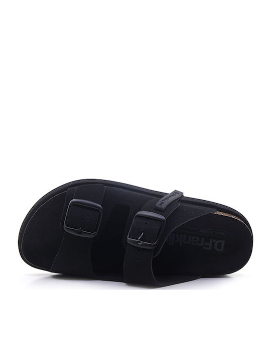Vibe Leather Women's Flat Sandals Black DFSH-407001