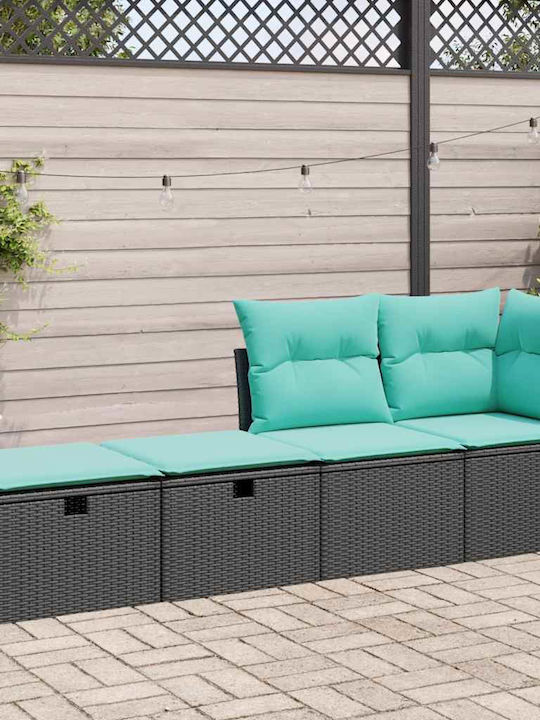 Băncuțe De Grădină Cub Pentru Exterior Rattan Cu Pernă Neagră 2 Bucăți 55x55x37cm